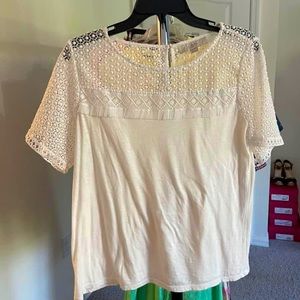 NWOT Loft white top with gorgeous lace. Size med.